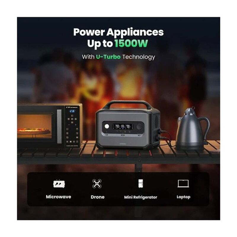 UGREEN PowerRoam 680Wh 600W Portable Power Station – Fast-Charging PowerZip Technology, U-Turbo 1500W Support, EV-Rated LFP Batteries (3000+ Cycles), Solar/DC/AC Input, 965W Total Output | GS600 - 15051A |