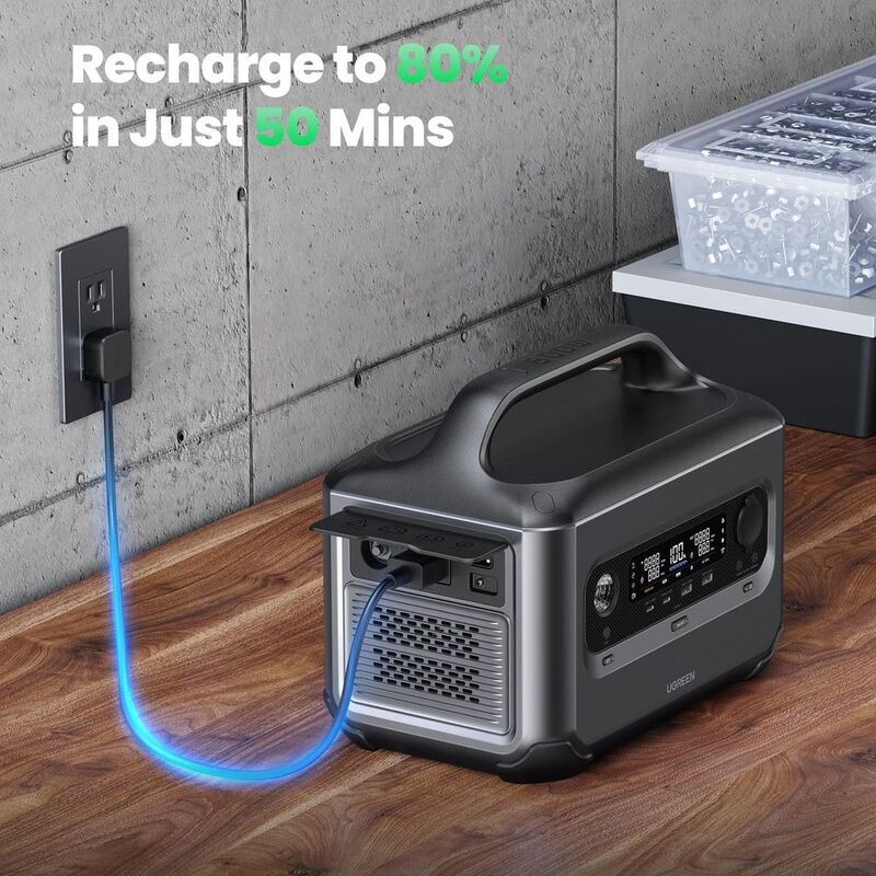 UGREEN PowerRoam 680Wh 600W Portable Power Station – Fast-Charging PowerZip Technology, U-Turbo 1500W Support, EV-Rated LFP Batteries (3000+ Cycles), Solar/DC/AC Input, 965W Total Output | GS600 - 15051A |