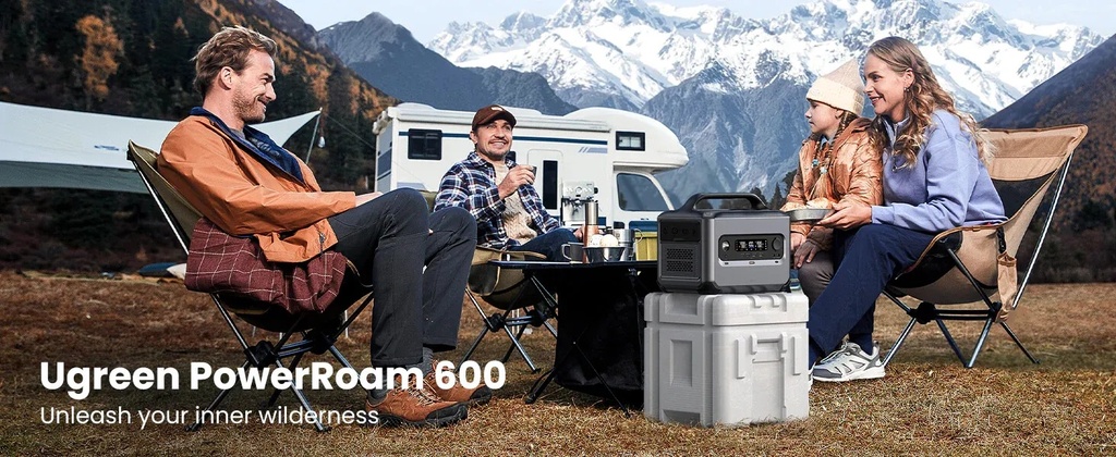 UGREEN PowerRoam 680Wh 600W Portable Power Station – Fast-Charging PowerZip Technology, U-Turbo 1500W Support, EV-Rated LFP Batteries (3000+ Cycles), Solar/DC/AC Input, 965W Total Output | GS600 - 15051A |