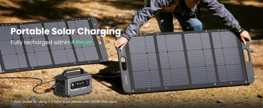 UGREEN PowerRoam 680Wh 600W Portable Power Station – Fast-Charging PowerZip Technology, U-Turbo 1500W Support, EV-Rated LFP Batteries (3000+ Cycles), Solar/DC/AC Input, 965W Total Output | GS600 - 15051A |