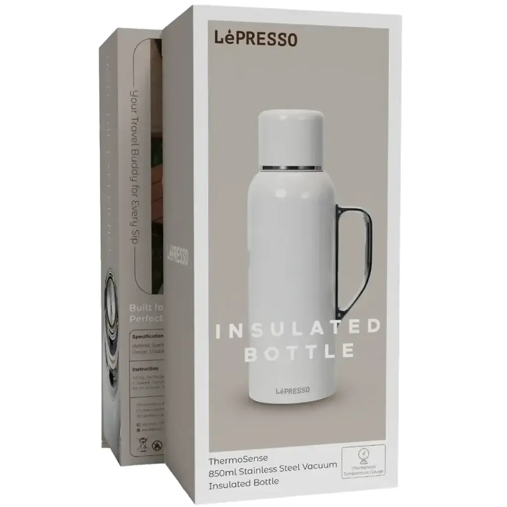 LePresso ThermoSense – 850mL Vacuum Bottle, Stainless Steel, Temp Gauge, Double Wall | LPCFFBTG0050 |