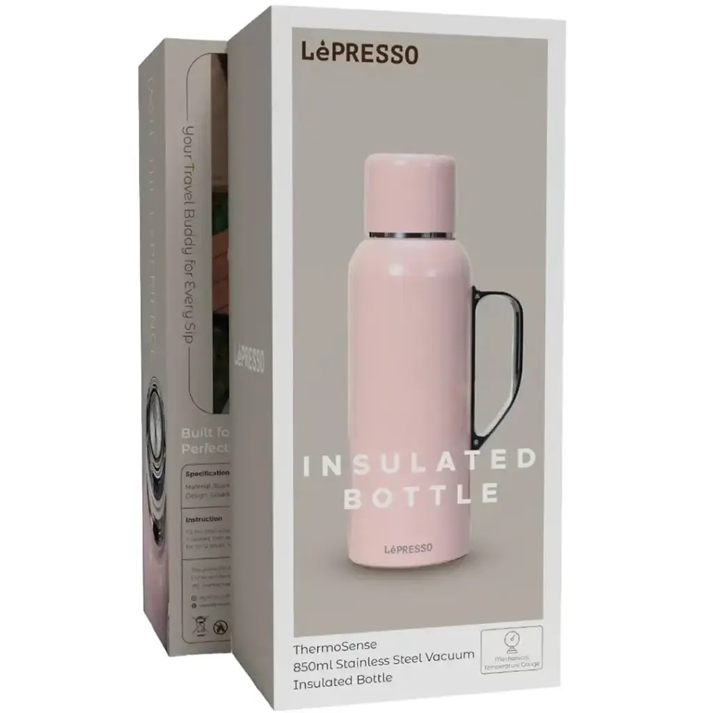 LePresso ThermoSense – 850mL Vacuum Bottle, Stainless Steel, Temp Gauge, Double Wall | LPCFFBTG0050 |