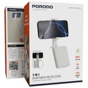 Porodo Lifestyle 3-in-1 Bluetooth Selfie Stick – Fill Light, 360° Rotation, 519mm Arm | PDLFST211WH |