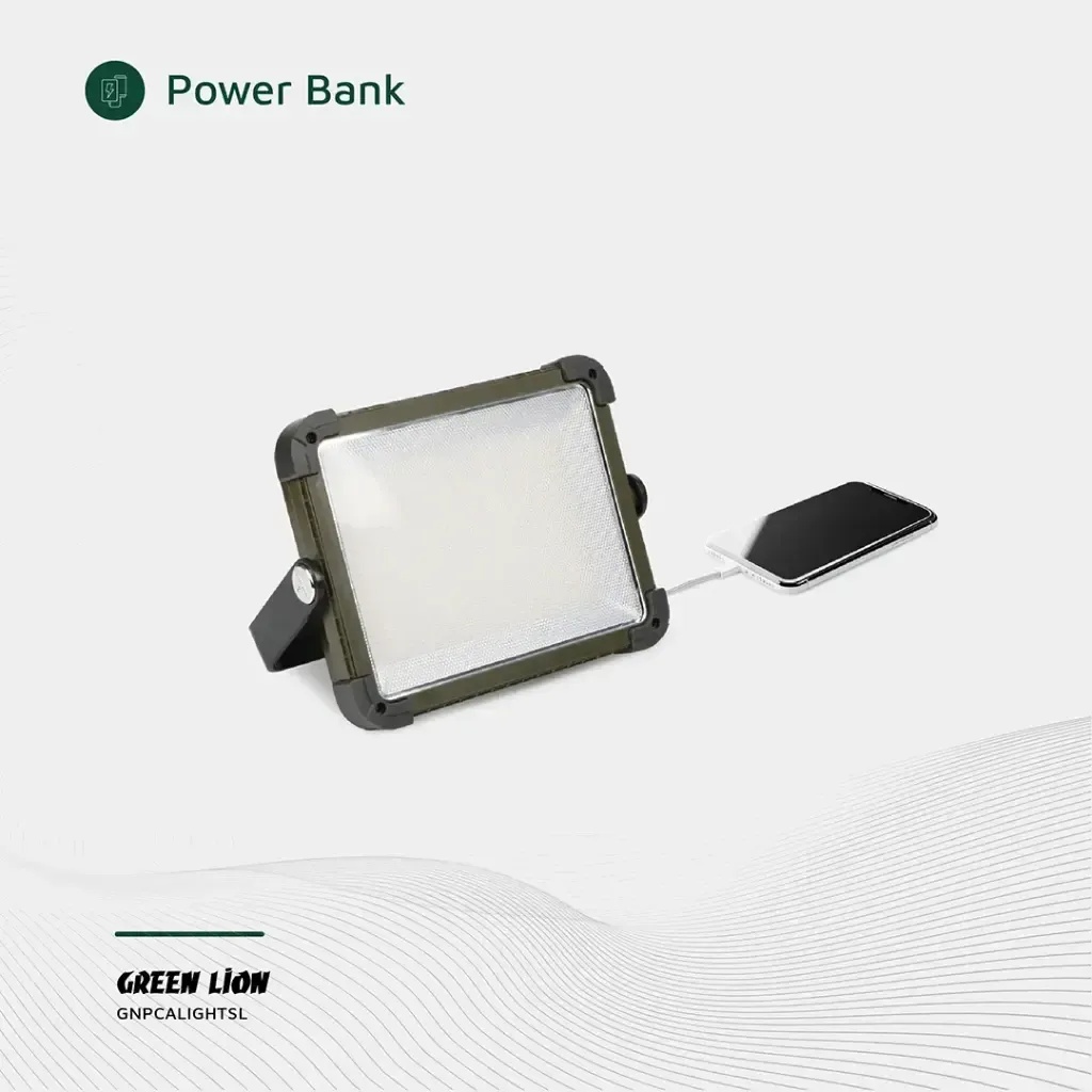 Green Lion Solar Camping Light – 25W LED, 1500lm, 7200mAh, 210cm Tripod, 360° Rotation, IP65, Type-C & Solar Input | GNPCALIGHTSL |