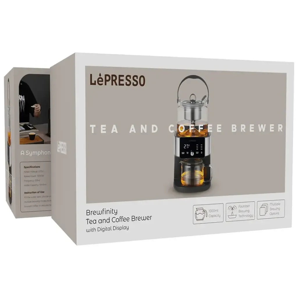 LePresso Brewfinity Tea & Coffee Brewer – 1000W, 1L, Digital Display, Multi Brewing Modes, Keep-Warm | LPCFFTCB0040BK |