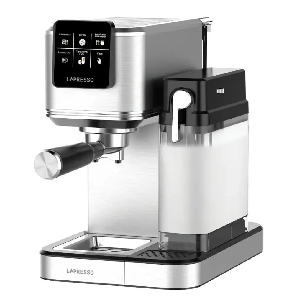 LePresso Latteo Coffee Machine – Hot & Cold Brewing, Milk Frother, 20 Bar, 1350W, 1.2L Water & 1L Milk Tanks, Digital Touch | LPCFFTEM0071-SL |
