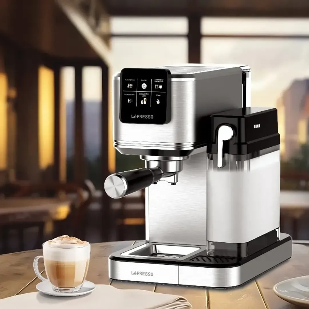 LePresso Latteo Coffee Machine – Hot & Cold Brewing, Milk Frother, 20 Bar, 1350W, 1.2L Water & 1L Milk Tanks, Digital Touch | LPCFFTEM0071-SL |