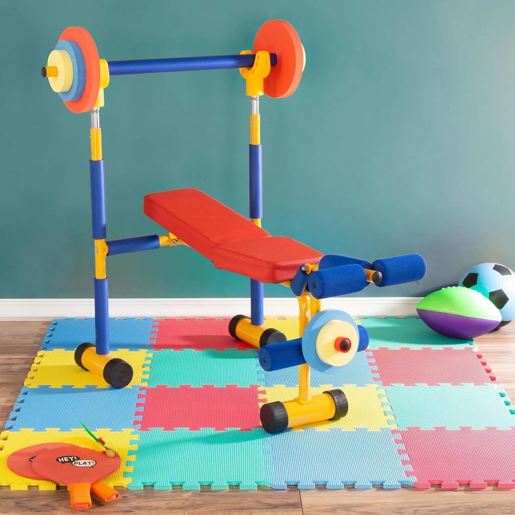 Kids Weight Bench Set – Toddler Gym with Barbell & Leg Press for Ages 3+ | KP03 |