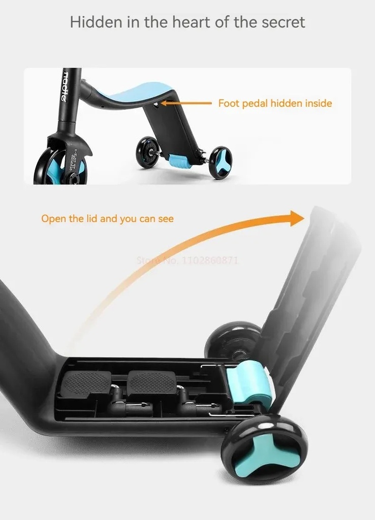 NADLE 3-in-1 Children Scooter Tricycle – Baby Balance Bike, Trike & Scooter, for Toddlers Aged 3–5 Years, Adjustable Handle Height, PU Wheels, Safety Brake, 25kg Load Capacity | TF3-1 |