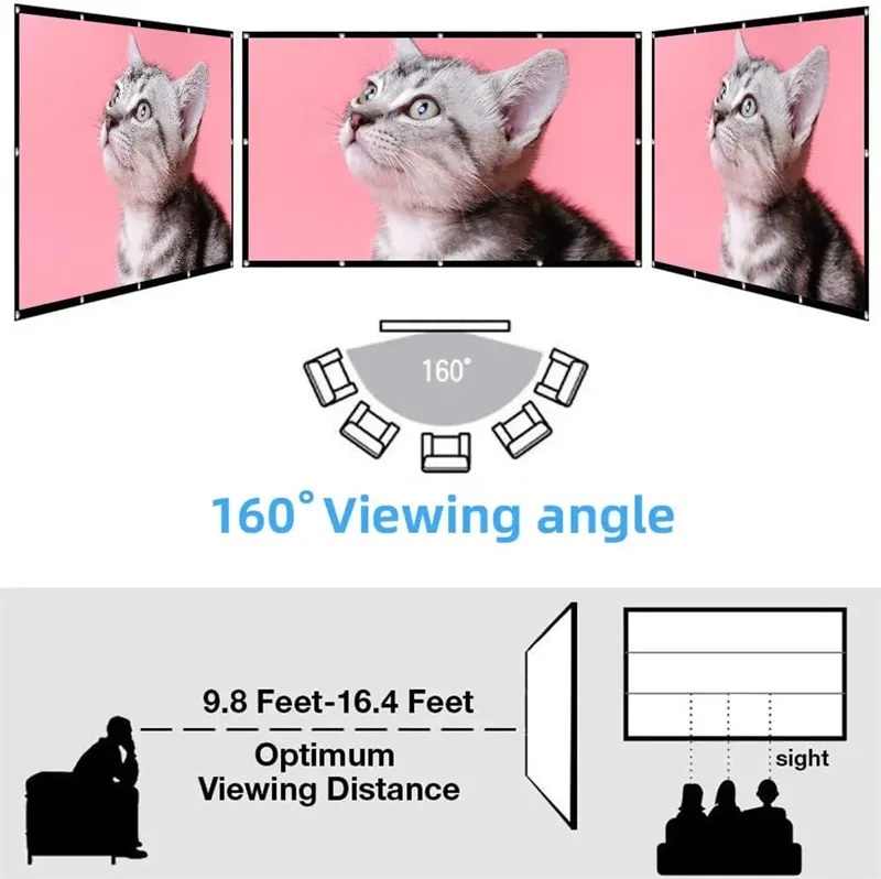 SIMPLE 100-Inch Foldable Projection Screen – No-Crease Design for Outdoor Movies, Home Theater, Office & Education | 132465 |