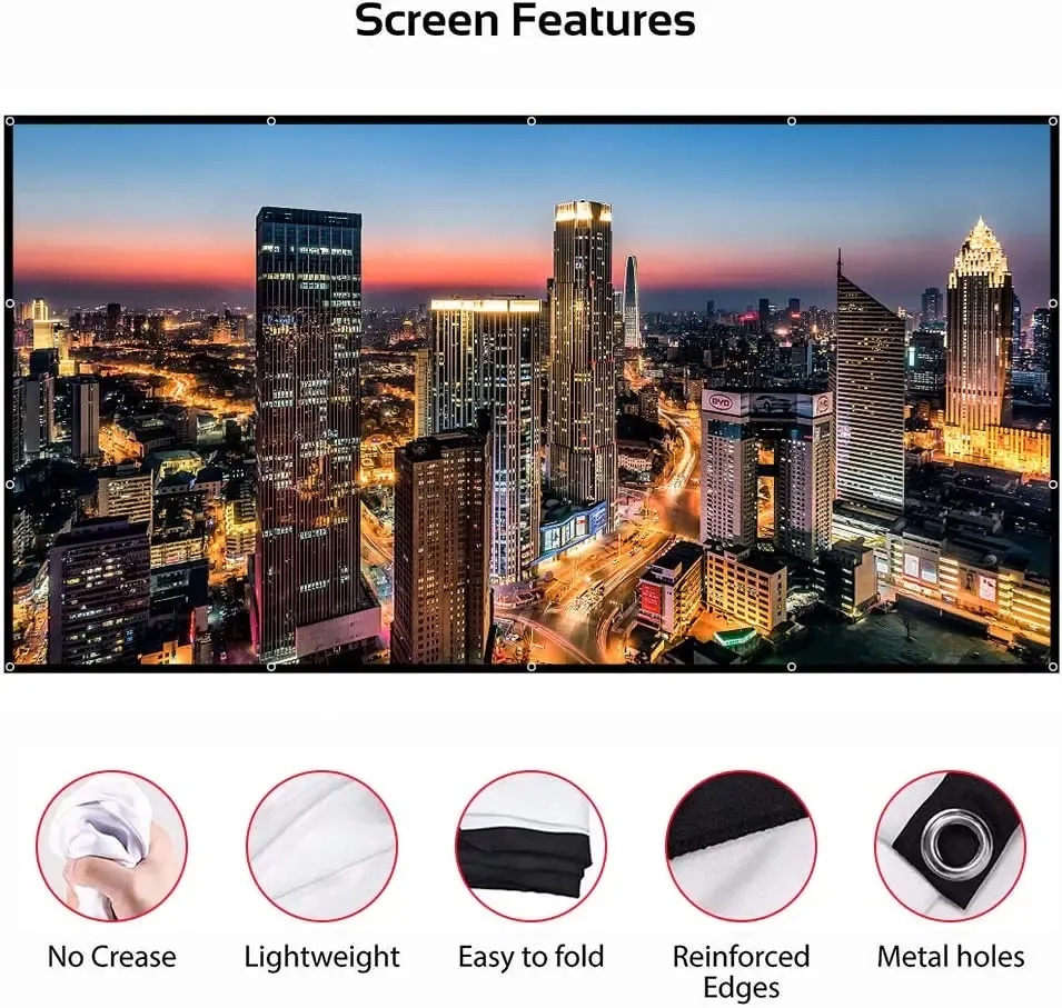 SIMPLE 100-Inch Foldable Projection Screen – No-Crease Design for Outdoor Movies, Home Theater, Office & Education | 132465 |