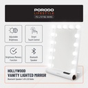 Porodo Hollywood Vanity Mirror – 15 LED Bulbs, Bluetooth Speaker, Smart Touch, Brightness Memory, Auto-Off | White Rose Gold | PDLFST162WHRG |