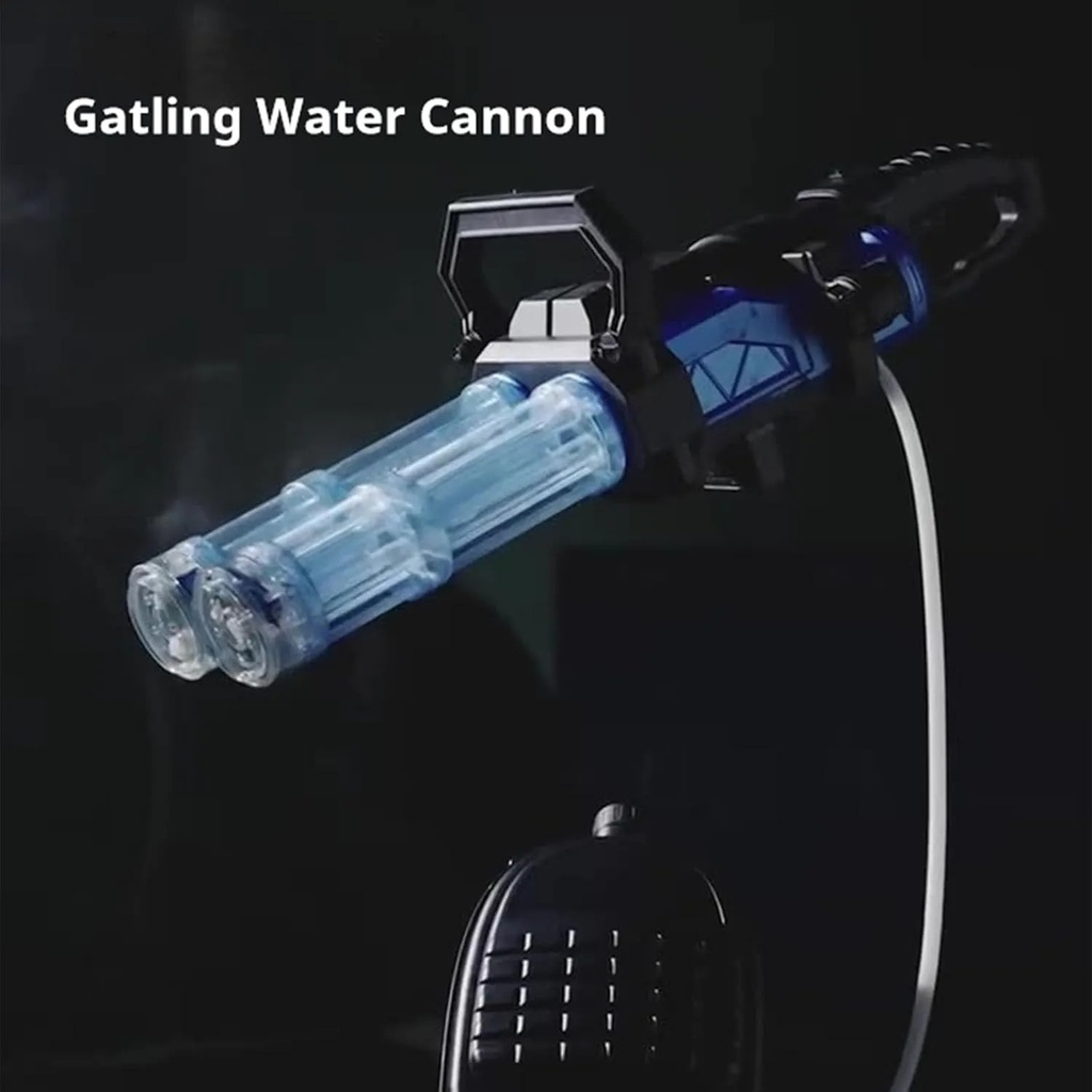 A&T TOY Super Gatling Water Gun – Double Barrel Automatic Water Gun with LED Lights, Rechargeable Battery & Large Backpack Tank | A&T-005G |