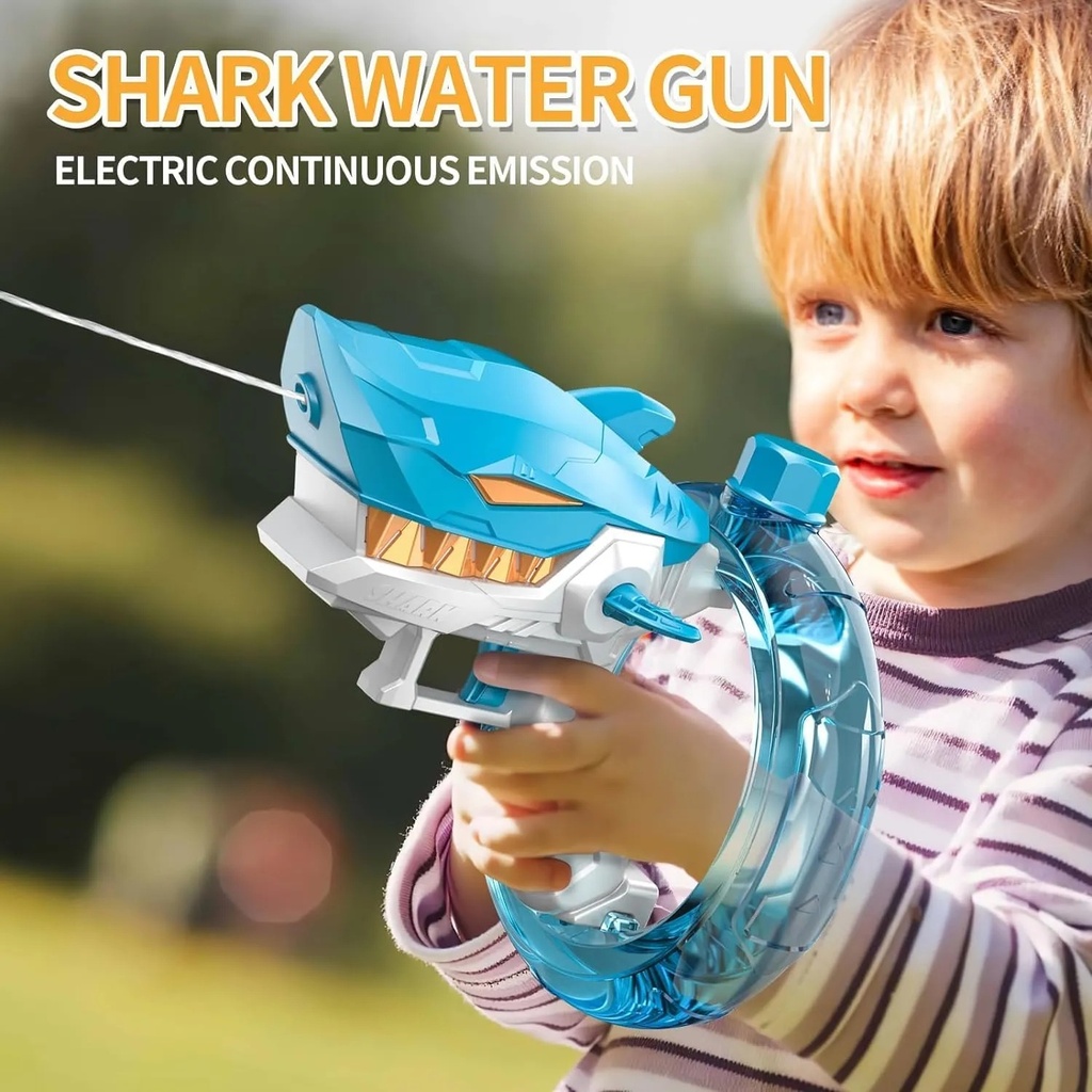 A&T TOY Electric Shark Water Gun for Kids & Adults – Powerful Automatic Water Blaster with 10m Long Range, 300cc Large Capacity, Rechargeable Summer Toy for Pool, Beach & Outdoor Parties (Ages 8–12+) | A&T-44025 |
