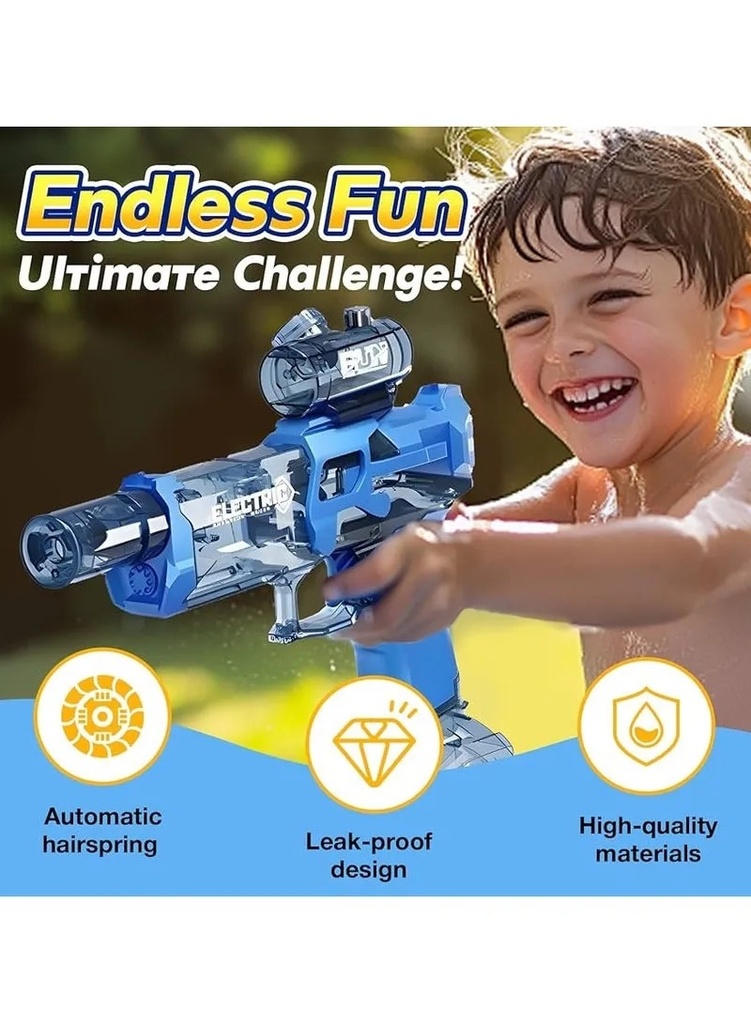 A&T TOY Electric Water Gun Ultimate Battle Blaster – High-Capacity Rechargeable Water Pistol with Muzzle Flame Sensor Light, 10m Long Range, Summer Beach & Pool Toy for Kids & Adults (Ages 8+) | A&T-43425 |