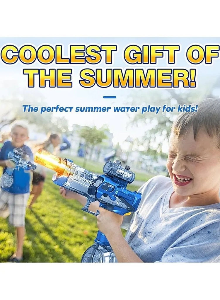 A&T TOY Electric Water Gun Ultimate Battle Blaster – High-Capacity Rechargeable Water Pistol with Muzzle Flame Sensor Light, 10m Long Range, Summer Beach & Pool Toy for Kids & Adults (Ages 8+) | A&T-43425 |