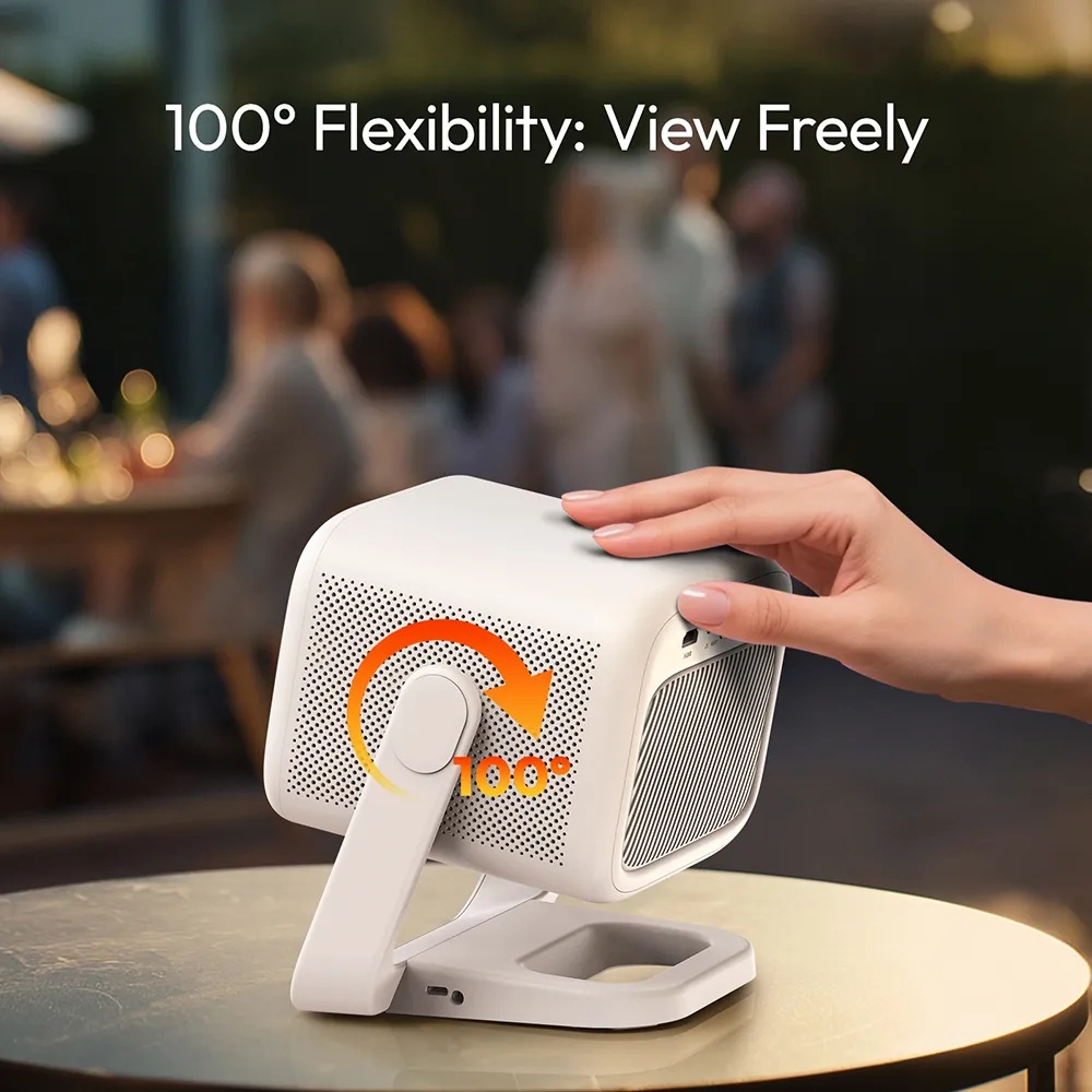Byintek Mini Smart Android Projector with 700 ANSI Brightness, Full HD 1080P, Built-in 20800mAh Battery and Adjustable 360° Stand with one year free sub | UFO U90 Max GTV |