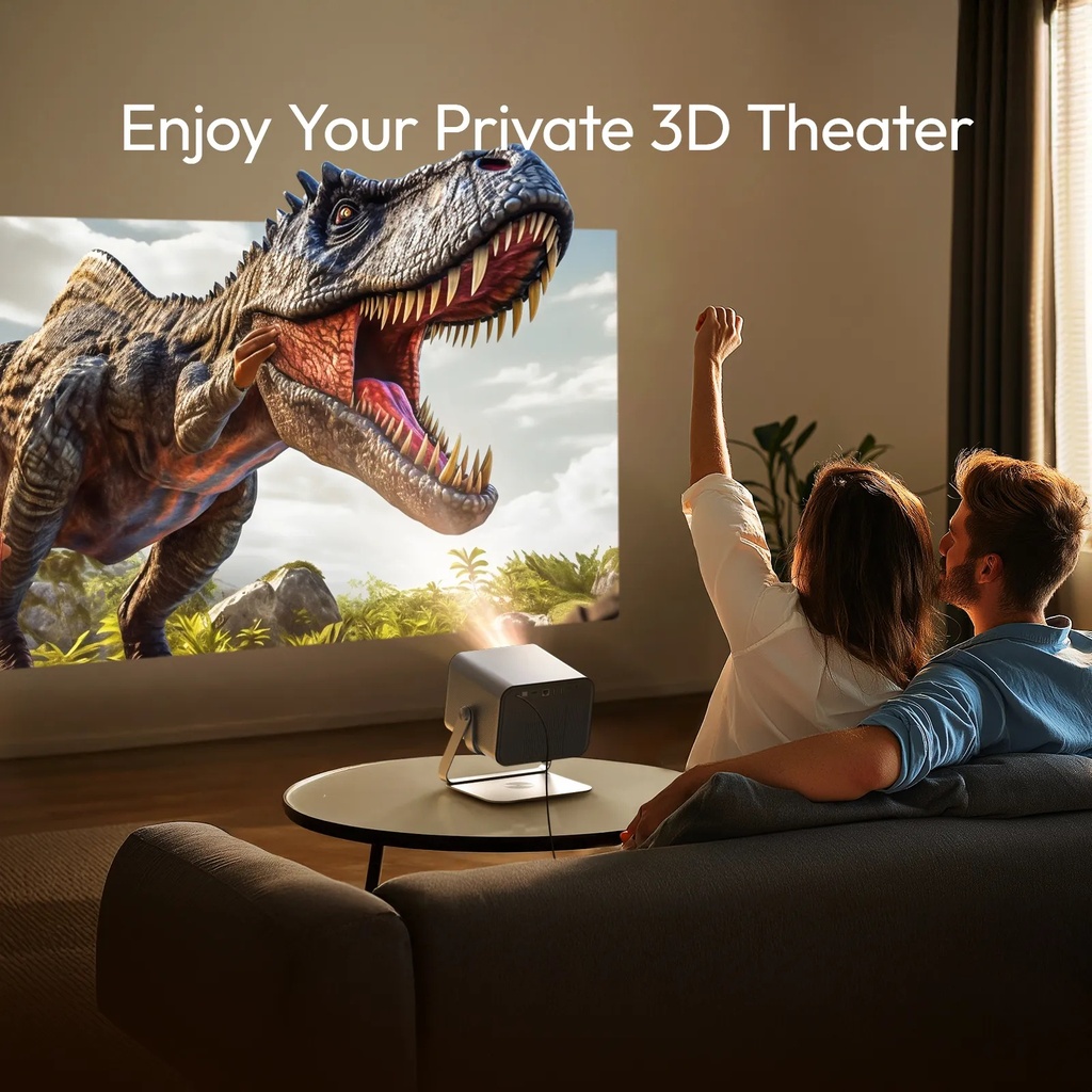 Byintek Smart WiFi DLP Projector with 2200 ANSI Brightness, Full HD 1080P, Google TV 11.0, PTZ Stand and Dual Wireless Microphones for Karaoke & Home Cinema With One Year Free SUB | UFO R90 Max |