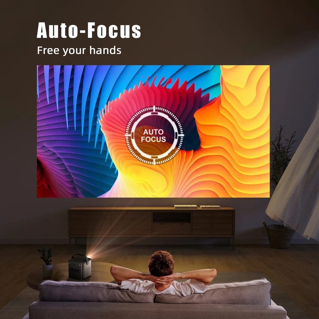 Byintek Portable Smart DLP Home Theater Projector with Full HD 1080P, Android 11, TOF Laser Autofocus and 15000mAh Battery With One Year Free SUB | U80 |