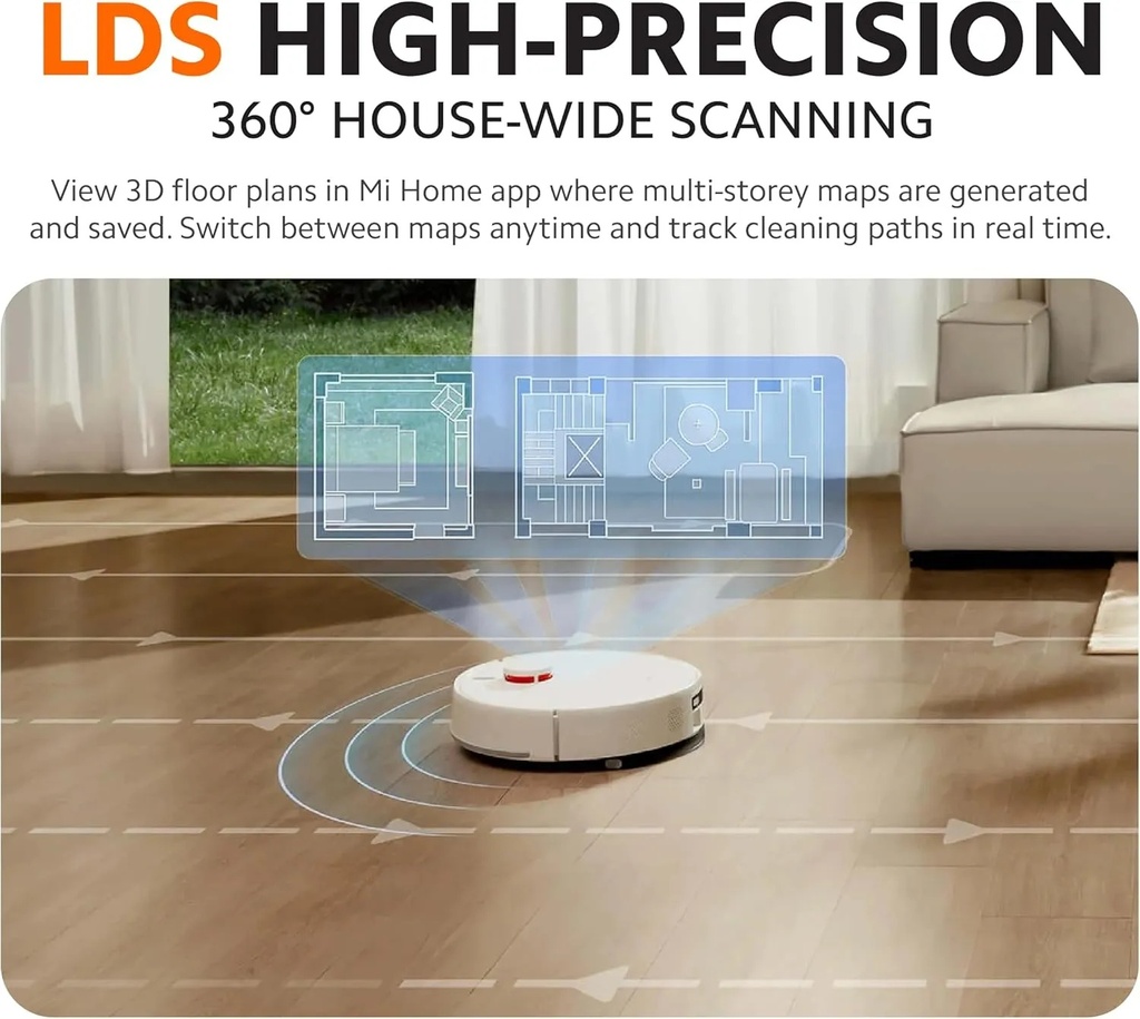 Xiaomi Robot Vacuum H40 – 10,000Pa Suction, LDS Laser Mapping, Auto Dust-Emptying Station, Anti-Tangle Brush, 180-Min Runtime | OV51 |