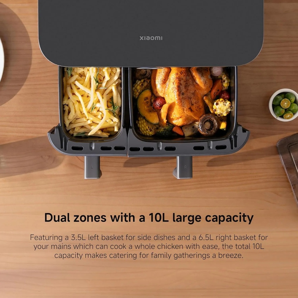 Xiaomi Dual Zone Air Fryer 10L – 2 Baskets (3.5L + 6.5L), 2700W, 6-in-1 Functions: Air Fry, Roast, Bake, Grill, Reheat, Dehydrate | MAF-D1001 |