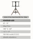 Alebdaa Luxury Wooden Three-Leg MoveUp TV Stand with Shelf – Artistic Tripod Design for 32–75" TVs | H04006B-600 |