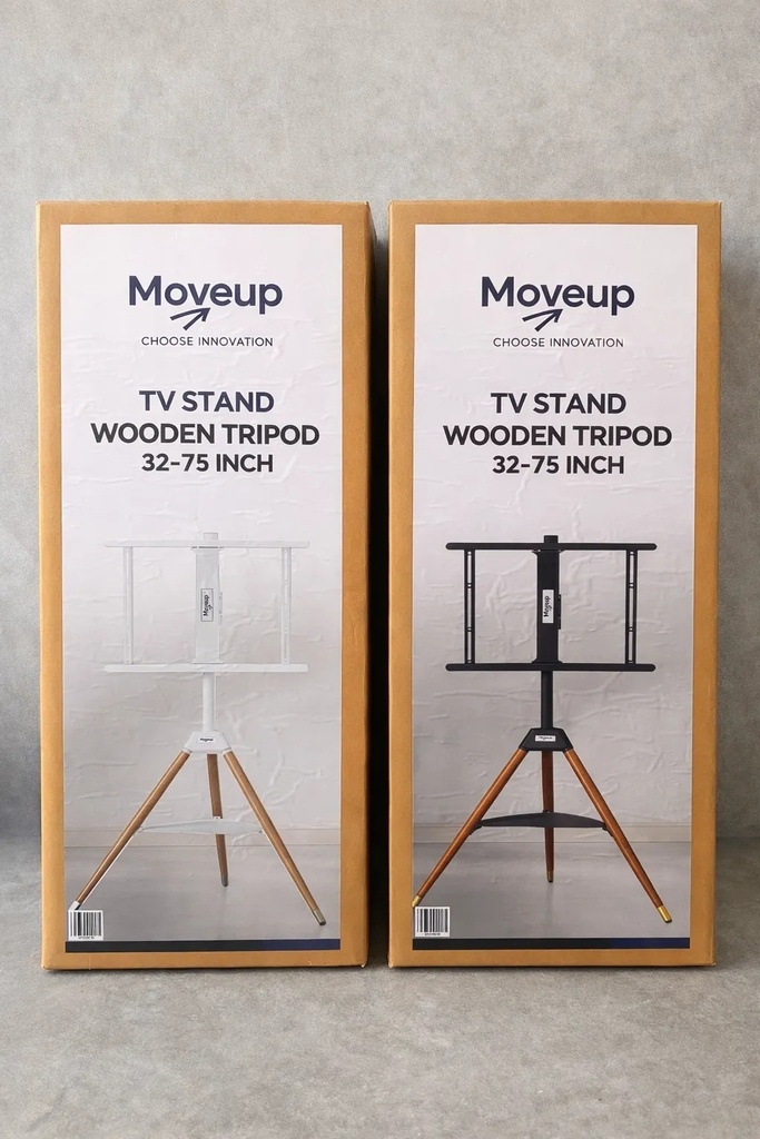 Alebdaa Luxury Wooden Three-Leg MoveUp TV Stand with Shelf – Artistic Tripod Design for 32–75" TVs | H04006B-600 |