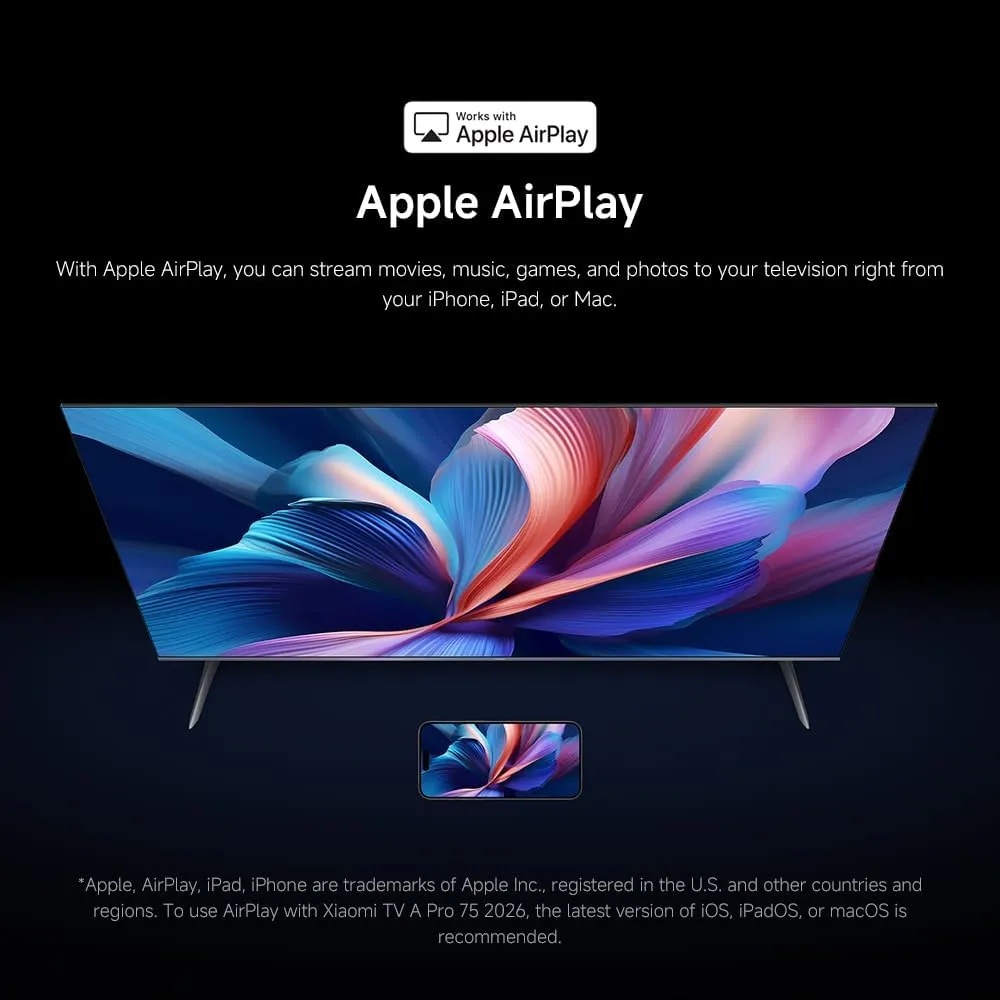 Xiaomi TV A Pro 55 inch 2026 – 4K QLED, HDR10+/HLG, Dolby Audio, Google TV, Smart Assistant, Dual Stand, Bezel-less Design