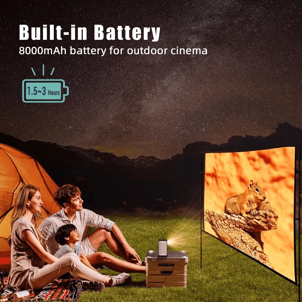 BYINTEK P70 Portable DLP Projector with Android 9.0 – 4K Support, 3D, Auto-Focus, 8000mAh Battery, With One Year Free SUB | P70X |