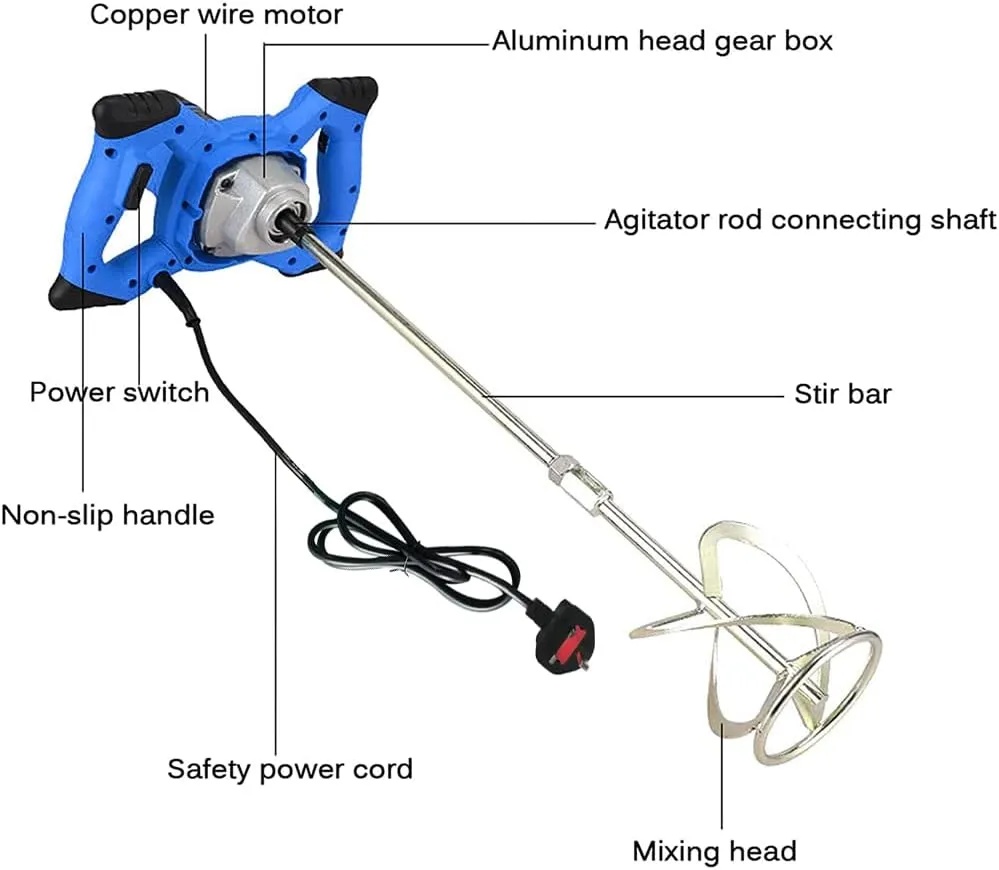 Portable Electric Harees Mixer – 2600W Handheld Mixer with M14 Spiral Rod, 6-Speed Control, 120mm Stirrer