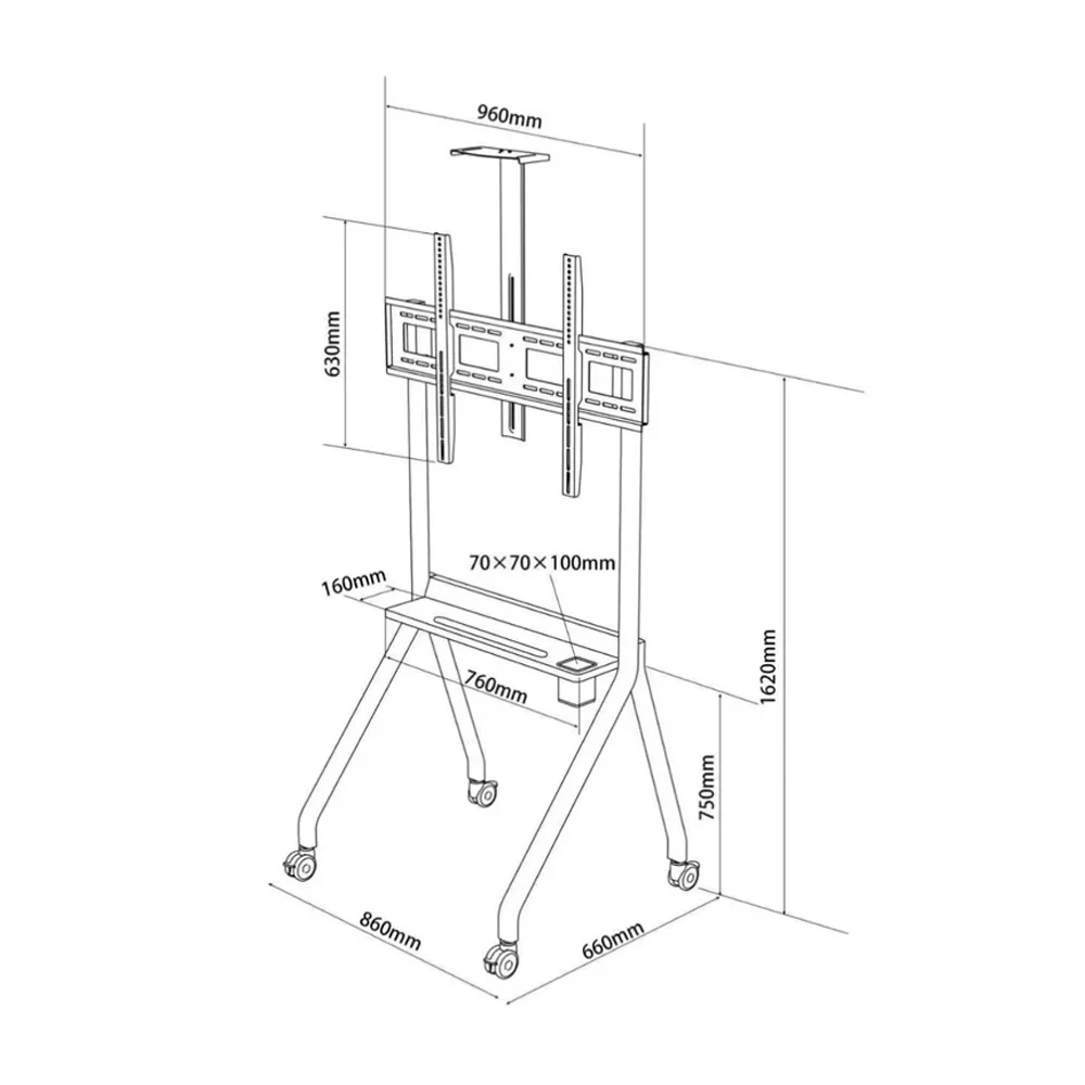 DG Tech Heavy-Duty TV Trolley Stand for 42"–120" Screens with Wheels – 150kg Capacity | DG 115B FS |