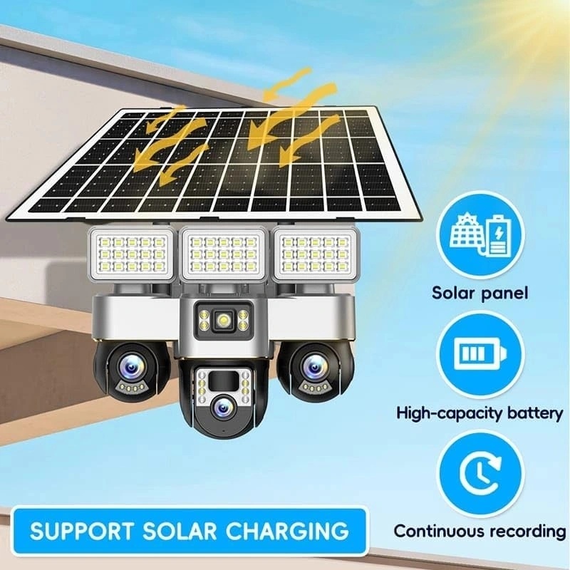 V380 Pro WIFI Solar Security Camera – Triple Lens PTZ System, 360° Coverage, Night Vision & IP66 Waterproof | VTS30A-W-F |