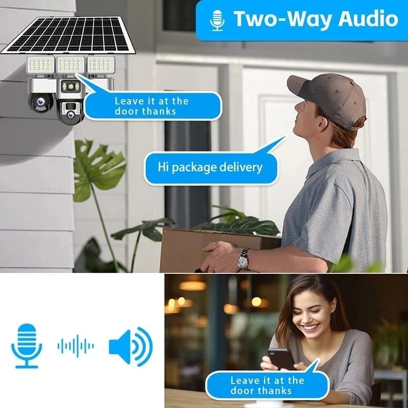 V380 Pro WIFI Solar Security Camera – Triple Lens PTZ System, 360° Coverage, Night Vision & IP66 Waterproof | VTS30A-W-F |