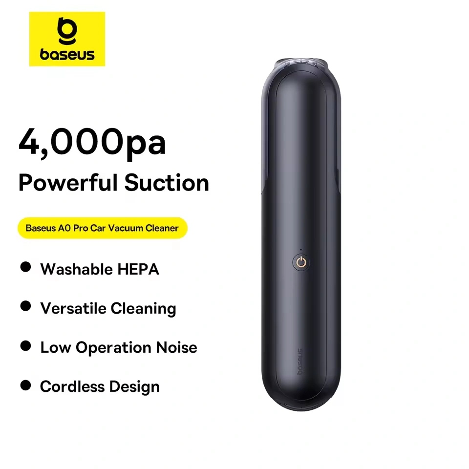 Baseus A0 Pro Wireless Car Vacuum Cleaner – 4000Pa Suction, 2000mAh Battery, 35W Power, Type-C Charging