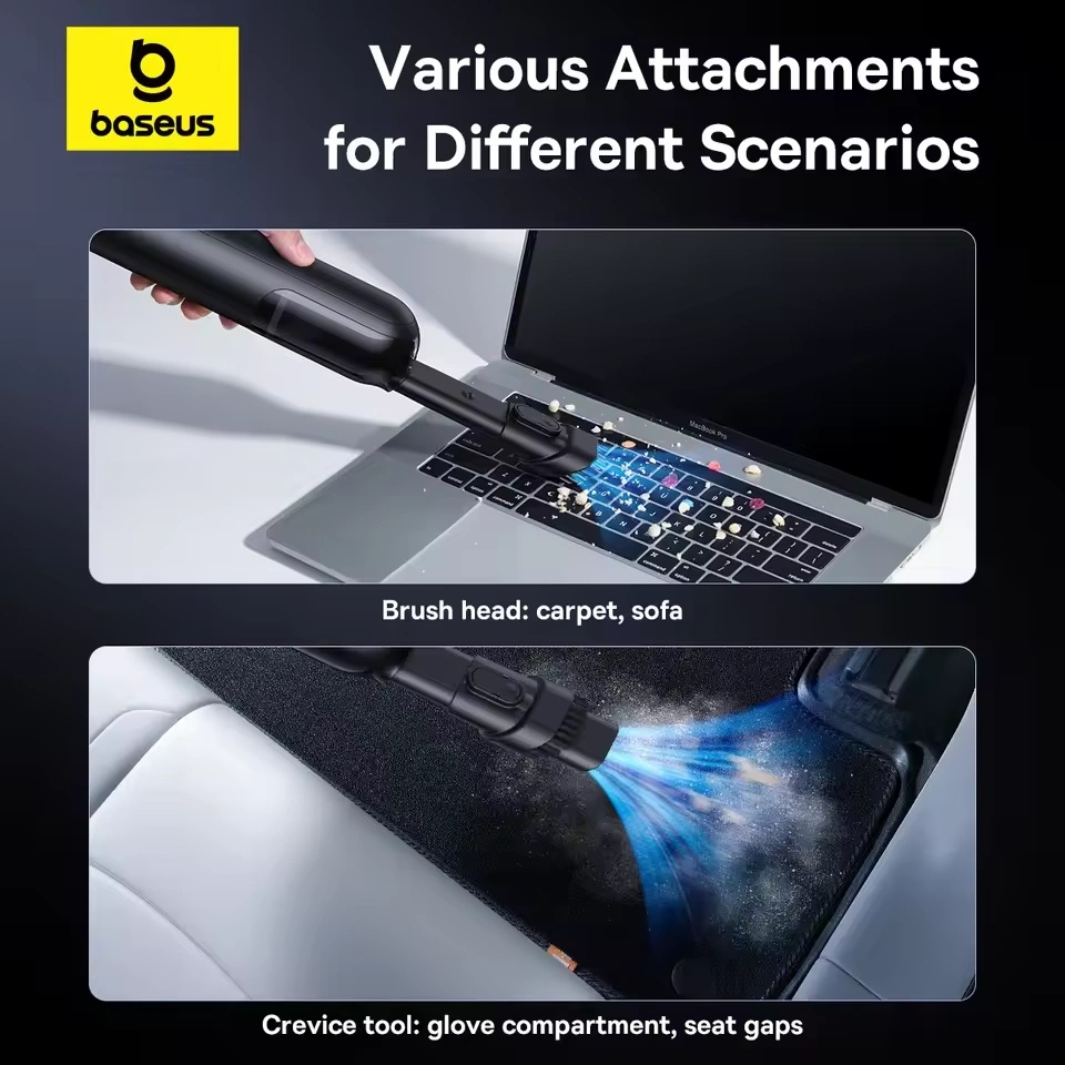 Baseus A0 Pro Wireless Car Vacuum Cleaner – 4000Pa Suction, 2000mAh Battery, 35W Power, Type-C Charging