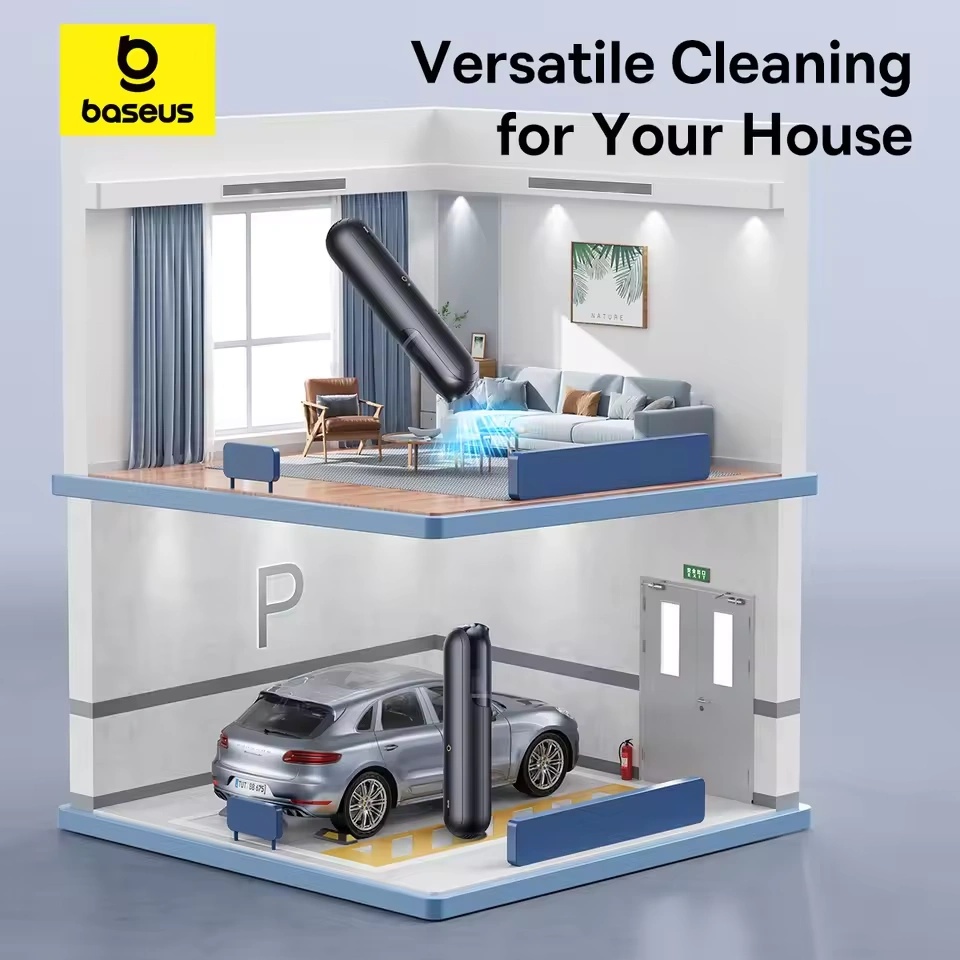 Baseus A0 Pro Wireless Car Vacuum Cleaner – 4000Pa Suction, 2000mAh Battery, 35W Power, Type-C Charging