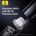 Baseus A0 Pro Wireless Car Vacuum Cleaner – 4000Pa Suction, 2000mAh Battery, 35W Power, Type-C Charging