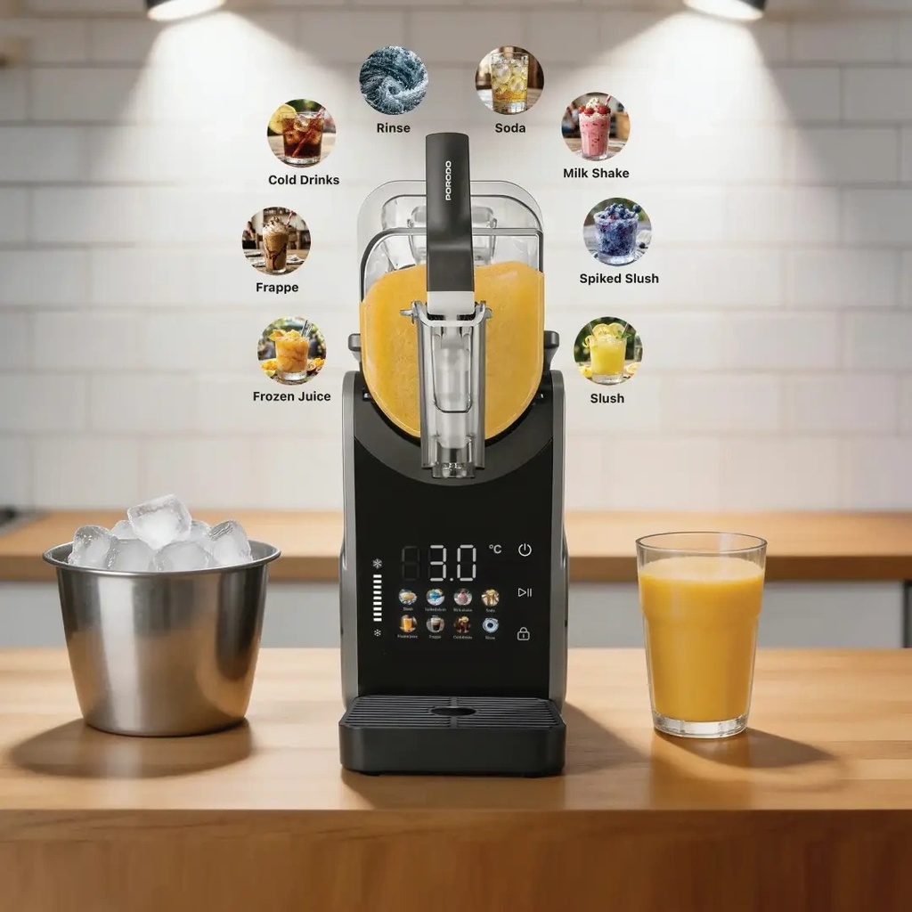Porodo Lifestyle Glacee 2-In-1 Slushie & Ice Cream Maker 2.5L 200W 9 Hardness Levels Cooling Display - Frozen Drinks & Dessert Machine | PDLFSTXRJGY |