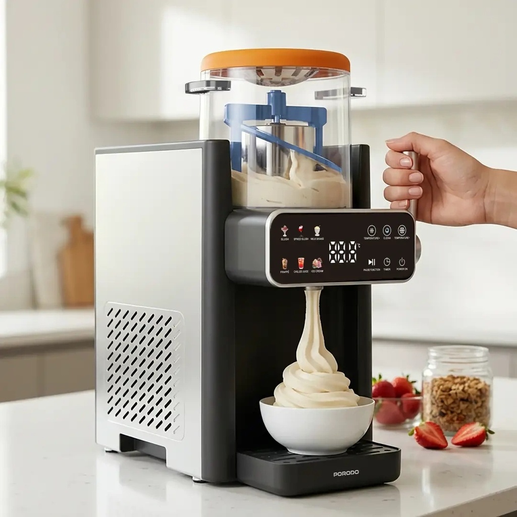Porodo Lifestyle Frappé Ice Cream & Slushie Maker 1.2L 150W 7 Preset Modes Multi-Texture Control - Frozen Dessert & Drink Machine | PDLFST2506BKOG |