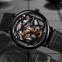 CIGA Design Automatic Mechanical Watch 44mm Skeleton Dial Seagull Movement 3ATM Water Resistance - Stainless Steel Watch with Black Leather Strap | Z021 |