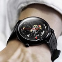 CIGA Design Automatic Mechanical Watch 44mm Skeleton Dial Seagull Movement 3ATM Water Resistance - Stainless Steel Watch with Black Leather Strap | Z021 |