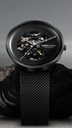 CIGA Design My Series Automatic Watch 45mm Skeleton Dial Seagull Movement 3ATM Water Resistance - Stainless Steel Watch with Black Mesh & Leather Straps | M021-BLBL-W13 |