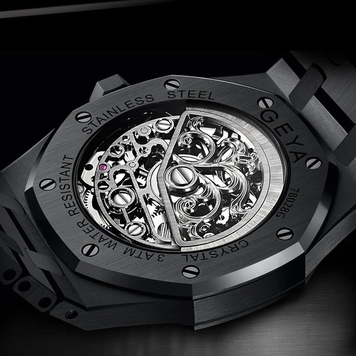 GEYA G-MAX Series Automatic Mechanical Watch Stainless Steel Skeleton Dial Sapphire Crystal Waterproof Luminous Men's Watch