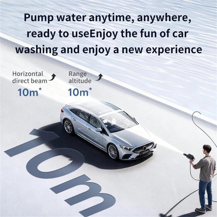 Foldable Cordless Lithium Car Pressure Washer with 6 Spray Modes, 1MPa Pressure, USB-C Rechargeable & Multi-Water Source Design | X9 |