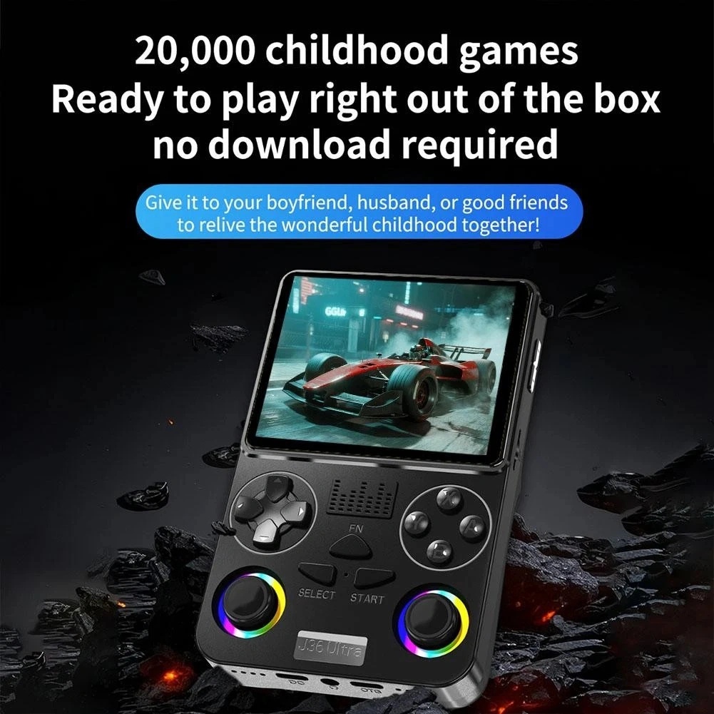 J36 Ultra 3.5-Inch Retro Handheld Game Console with 20,000+ Built-in Games, 64GB Storage, IPS Display, Wi-Fi, Bluetooth & 3000mAh Battery