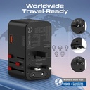 PROMATE GaNFast™ 160W Universal Travel Adapter with 3 USB-C PD Ports, 60W USB-A, Universal AC Socket & Worldwide Plug Compatibility | TripMate-GaN160 |