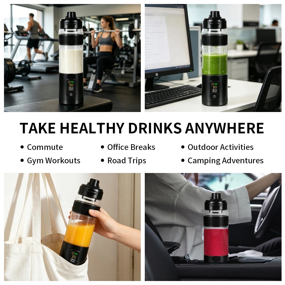 Portable Intelligent Blender 600ml with 220W Motor, USB-C Fast Charging, 6000mAh Battery & Digital Display - Personal Smoothie Blender | A12 |