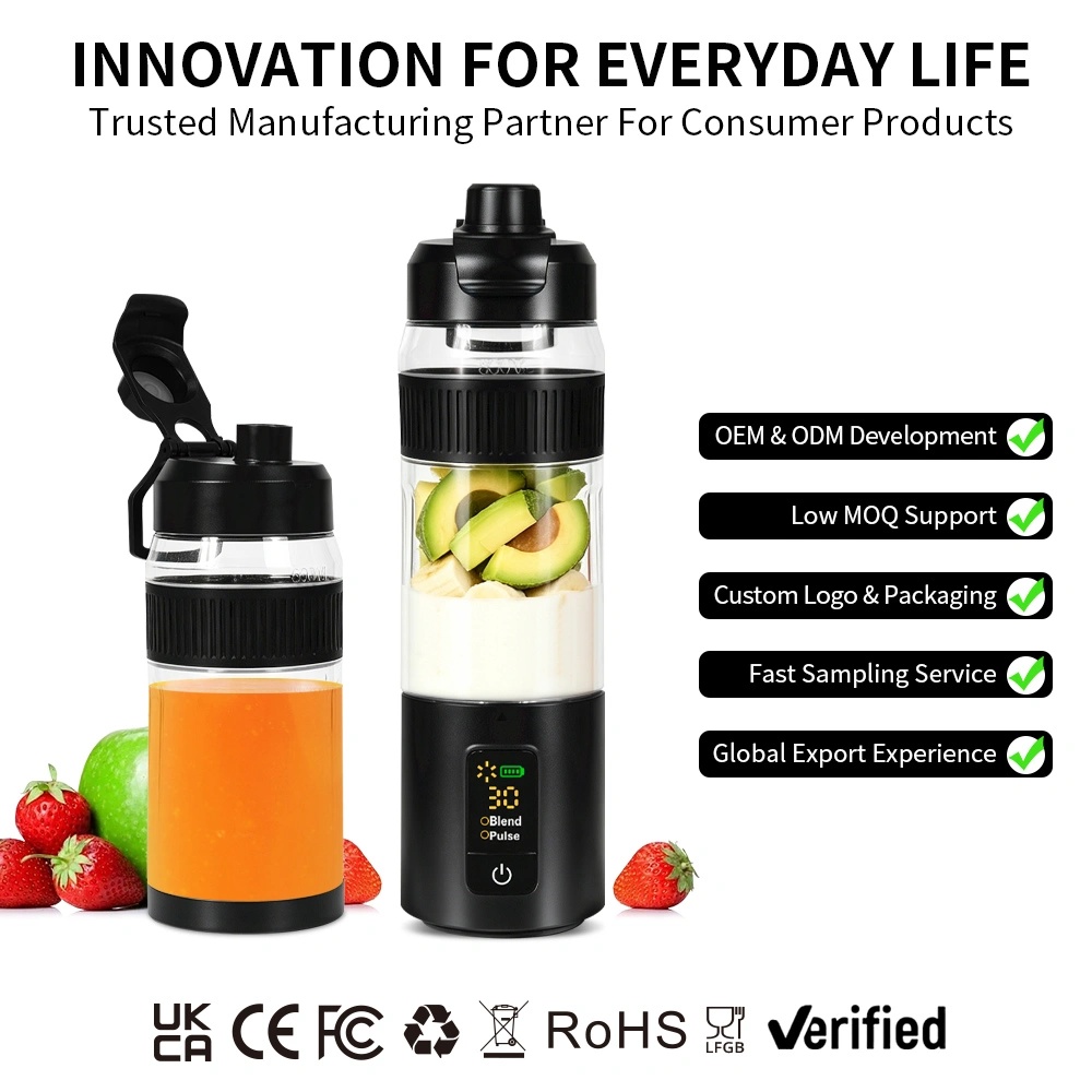 Portable Intelligent Blender 600ml with 220W Motor, USB-C Fast Charging, 6000mAh Battery & Digital Display - Personal Smoothie Blender | A12 |