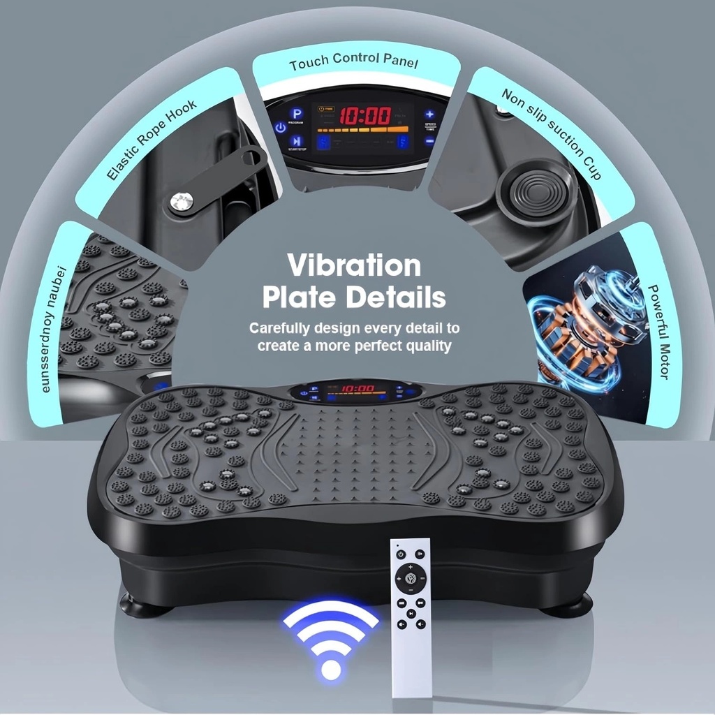 Fitness Vibration Plate with 200W Motor, 120 Speed Levels, Bluetooth Speaker, Remote Control & Balance Resistance Bands | S01 |