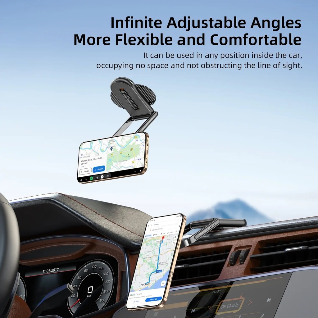 Vyvylabs M02 MagSpin Foldable Magnetic Car Mount, 360° Rotation, PC + Zinc Alloy, Adhesive Installation | VJZX-BK |